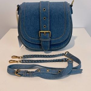 House of Harlow Denim Saddle Crossbody Bag